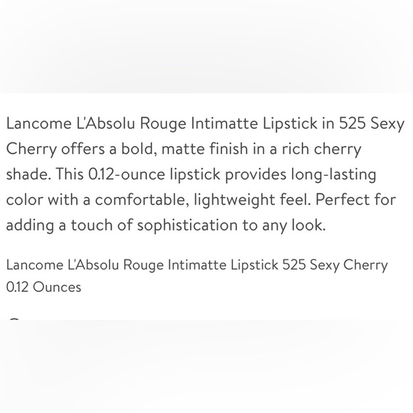 Lancôme #525 sexy cherry L'Absolu Rouge Intimate Matte Veil Lipstick - Picture 6 of 6